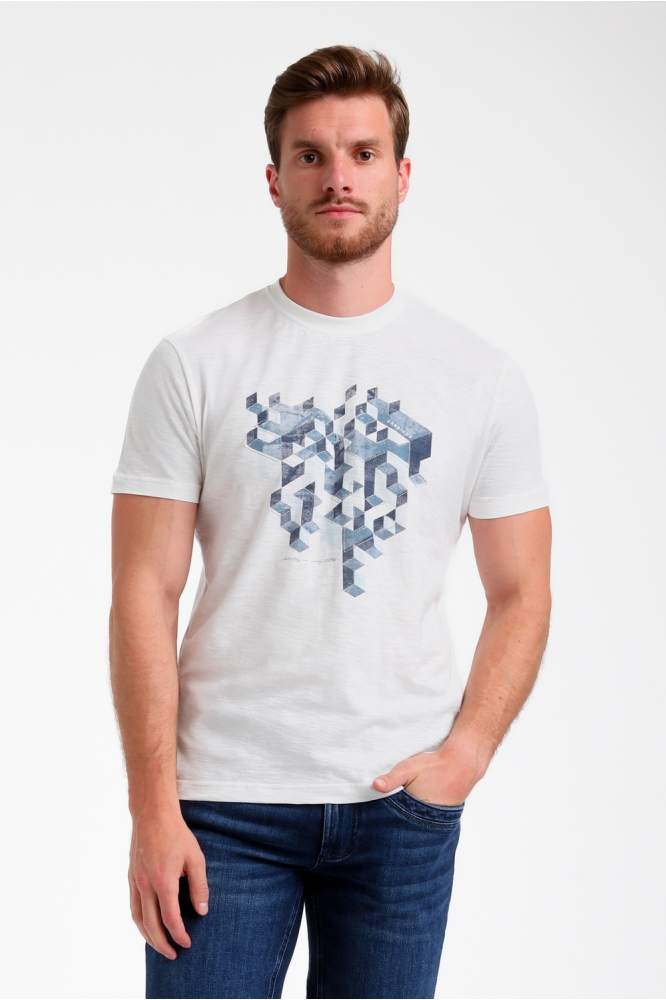 T SHIRT MET FRONTPRINT 155516 102 ecru